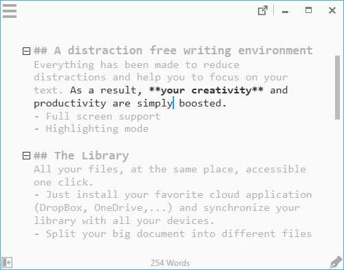 Distraction free Markdown editor