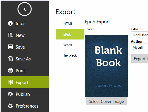 markdown to epub ebook export