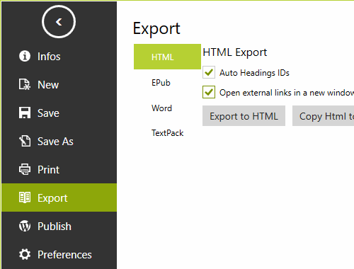 markdown html export