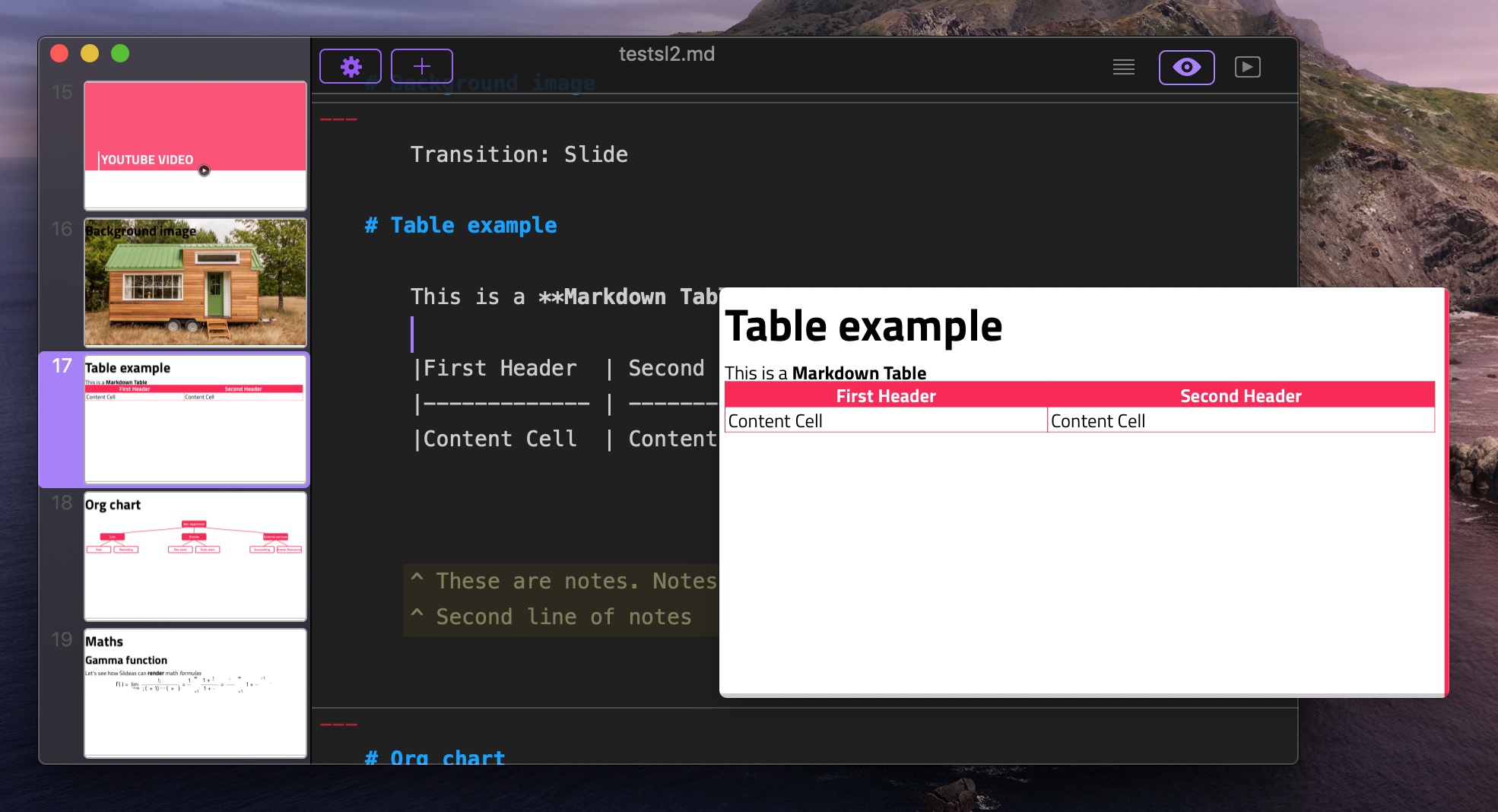 markdown slides editor